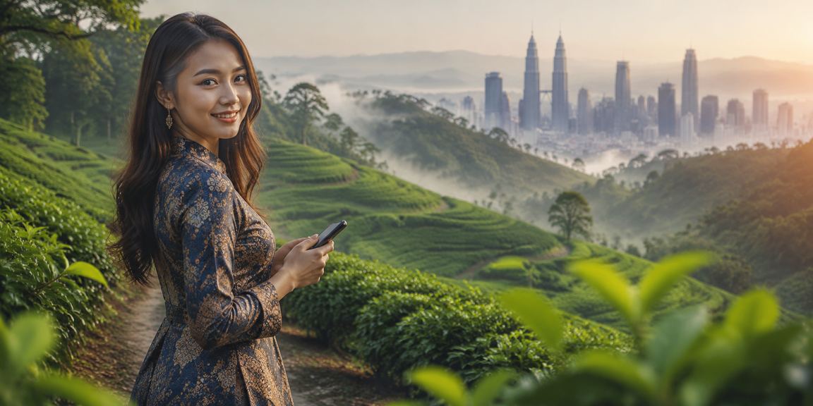 Antara muka aplikasi kasino Malaysia dengan reka bentuk batik yang menggambarkan pengalaman taruhan tempatan yang unik