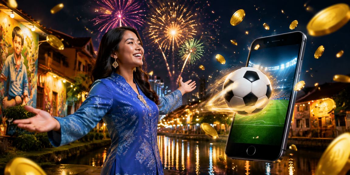 Pengguna di Pulau Pinang menikmati taruhan sukan dalam talian melalui platform ex5 dengan pakaian tradisional baju kurung